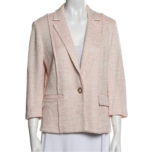 St. John Blazer Knit Jacket Wool Blend 3/4 Sleeves Sz 14
